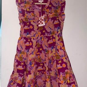 Roller Rabbit Pink and Purple Midi Dress